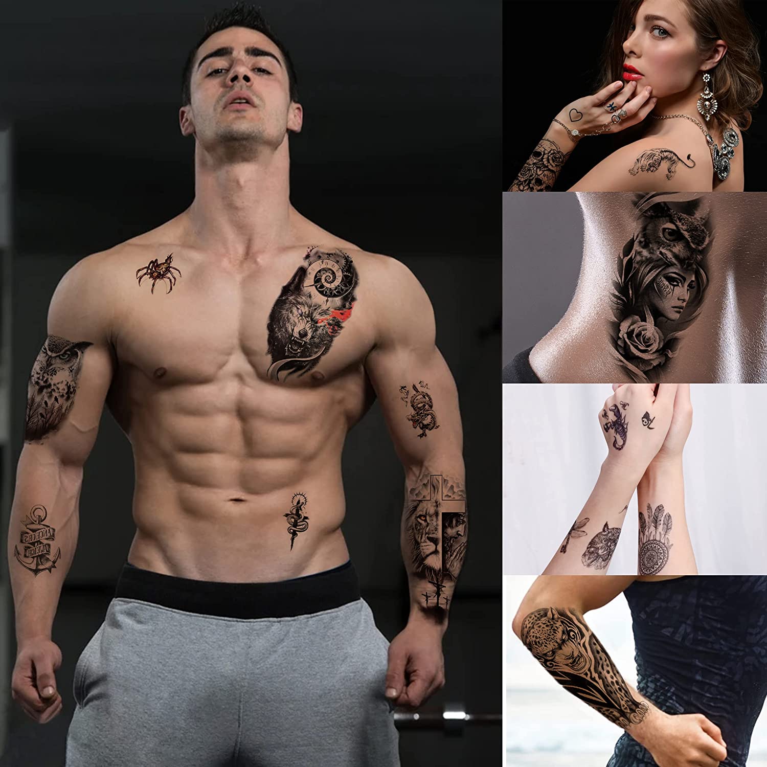 Waterproof Temporary Tattoo Stickers для Women, Full Color, Arm Sleeve, Skull Design, Tattoo Sticker