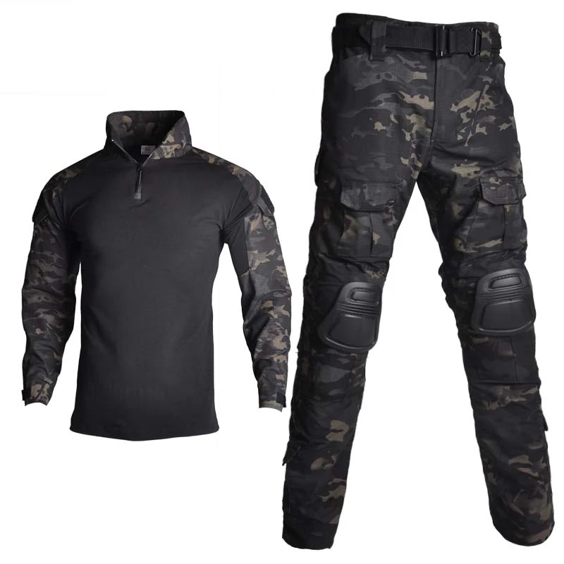 Military Uniform Snow Camouflage Army Combat Shirt Uniforme Militar Tactical Suit Clothing CS Softair Men WorkingElbow/Knee Pads
