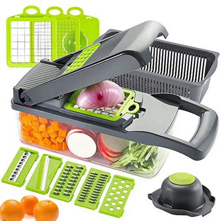 Hot Selling  Kitchen 12 In 1 Hand Operated Vegetable Slicer Veggie Chopper Onion Cutter Vegetable Slicer