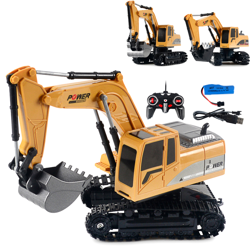 RC Excavator Toy 5CH And 6CH Engineering Vehicle Electric alloy car Remote Control crawler excavator Toys for Kids