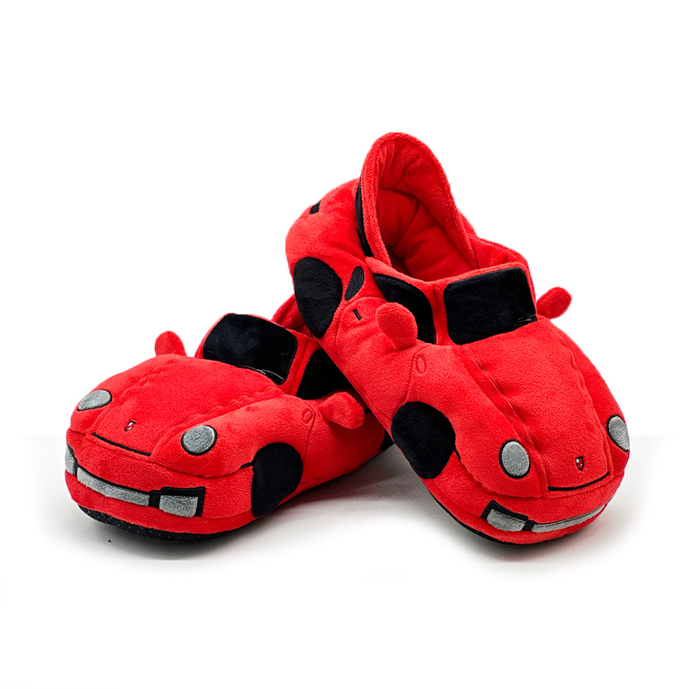 Cool Red Porsche Plush Cotton Slippers Racing Car Stuffed Big Thin Sole Bedroom Indoor Sandals Funny Birthday Gift For Kids