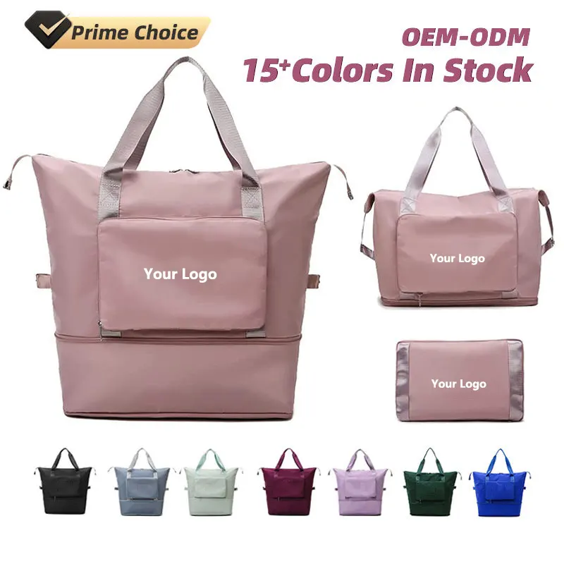 Wholesale Nylon duffel bag custom logo Large Capacity foldable Travel  Bag Unisex Style waterproof gym sports Bag women