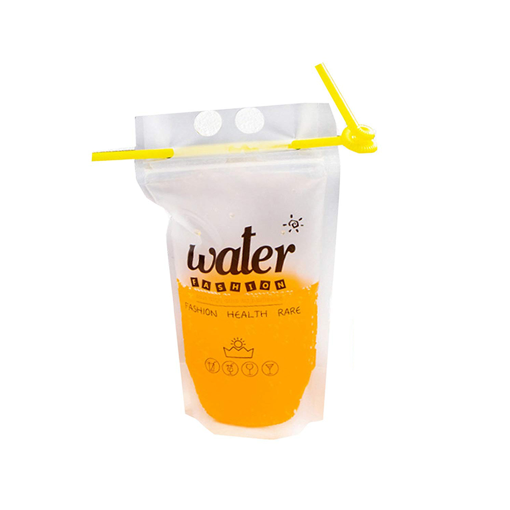 Custom print clear plastic drink bag stand up juice pouch with zip lock