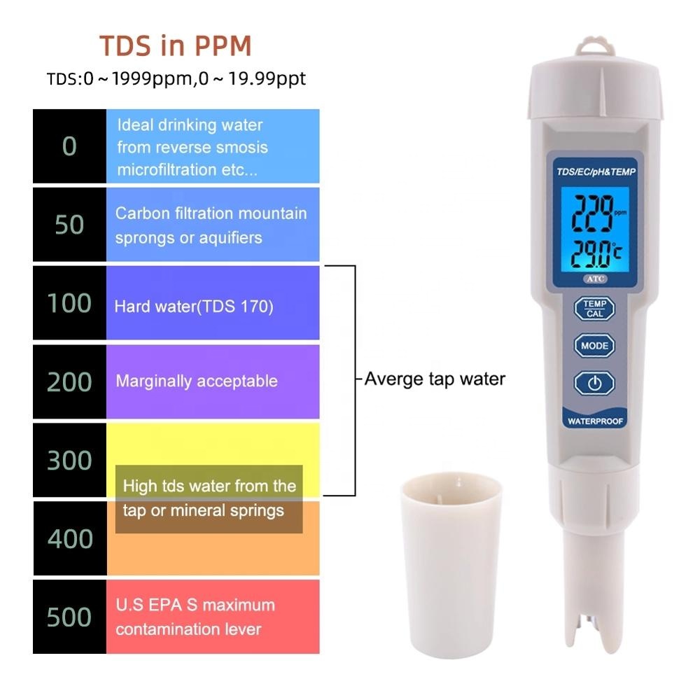 4 в 1 TDS/EC/PH/измеритель температуры для аквариумов для питьевой воды