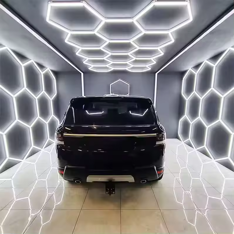 Factory Sell Commercial Systems Hexagon Led Light for Workshop Honeycomb Led Lights for Garage Work Light for Car Detailing Shop