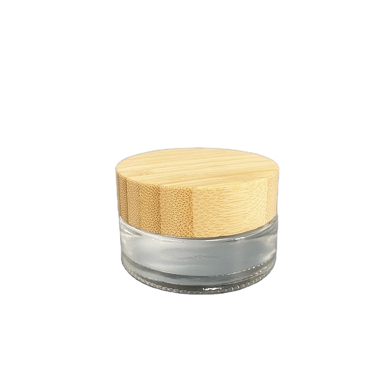 Hot selling customized 30ml 50ml transplant glass jar with bamboo screw cap