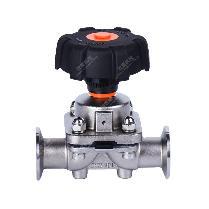 Hygienic Manually Diaphragm Valves With 1.5"Tri Clamp Ends Plastic Hand Wheel Direct Way Diaphragm Valves