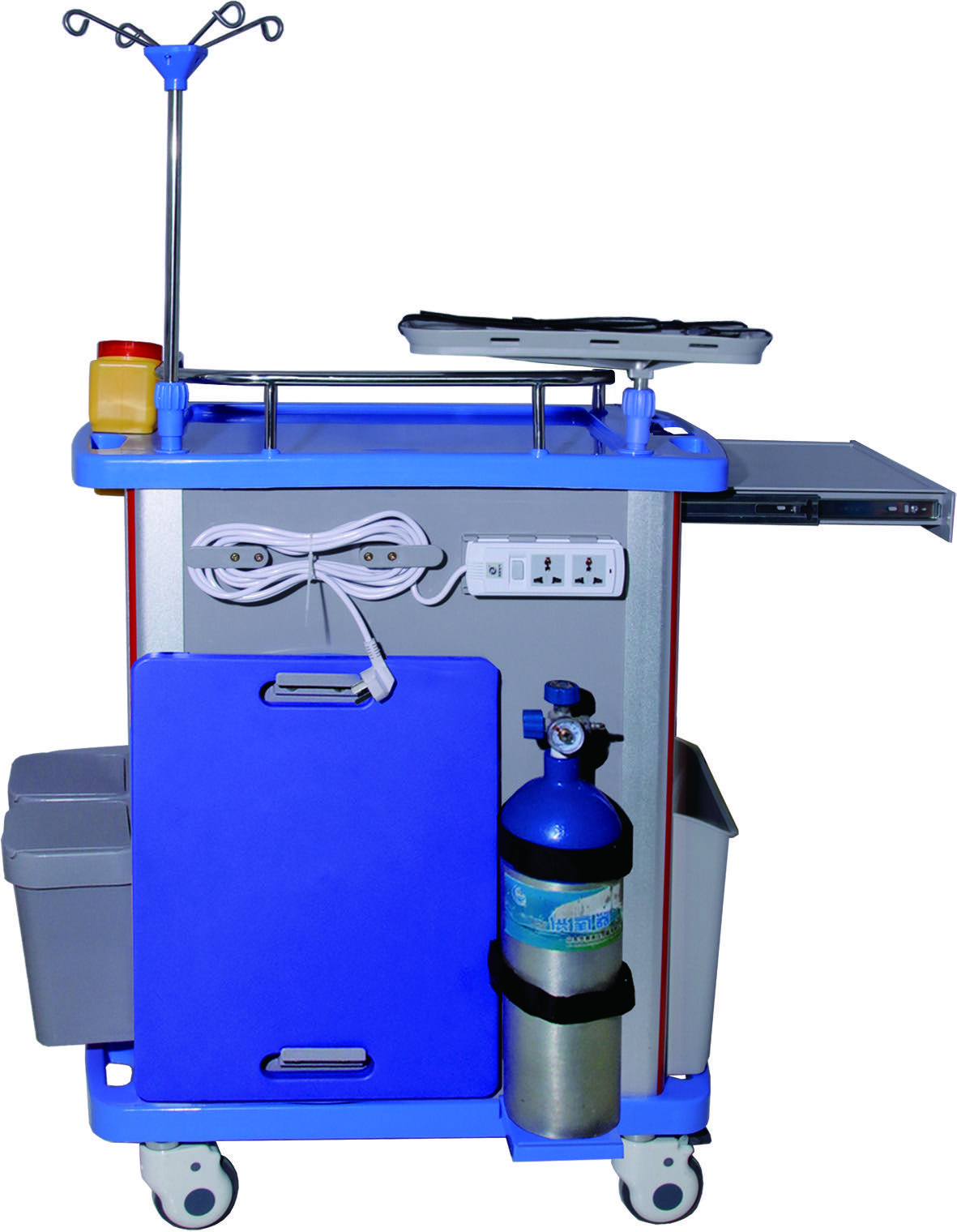 MT hospital furniture abs emergency plastic cylinder drawer trolley cart for hospital usage
