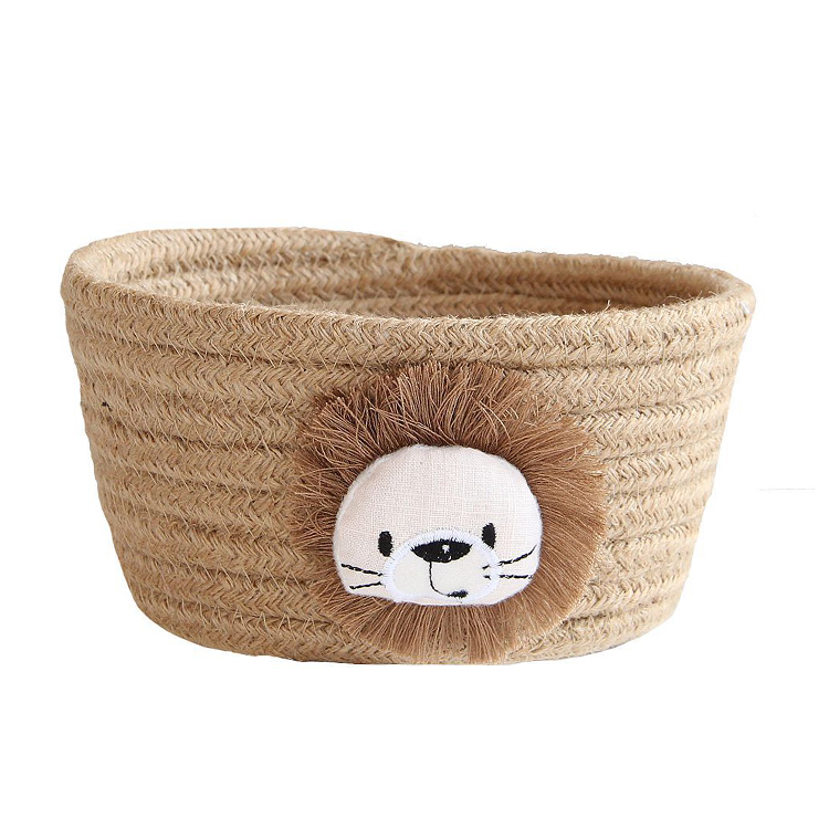 Amazon Hot Selling Handmade Animal Cotton Rope Woven Storage Basket for Kids Toys Clothes in Bedroom Baby Nursery Wholesale