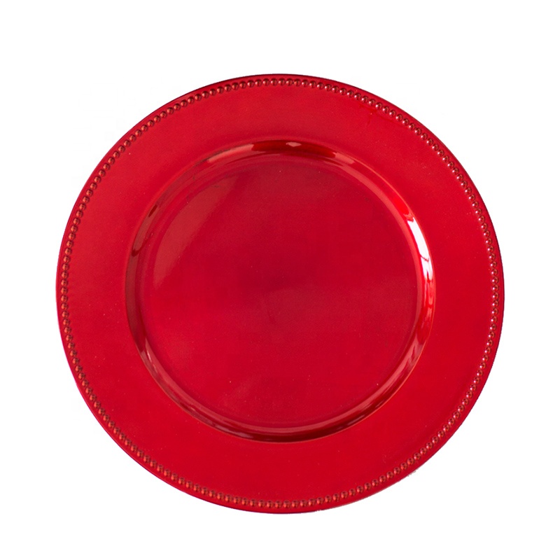 Plastic Underplates Wedding event party dinnerware sets Custom Color Round 13inchs 33cm Gold Plastic Charger Plate