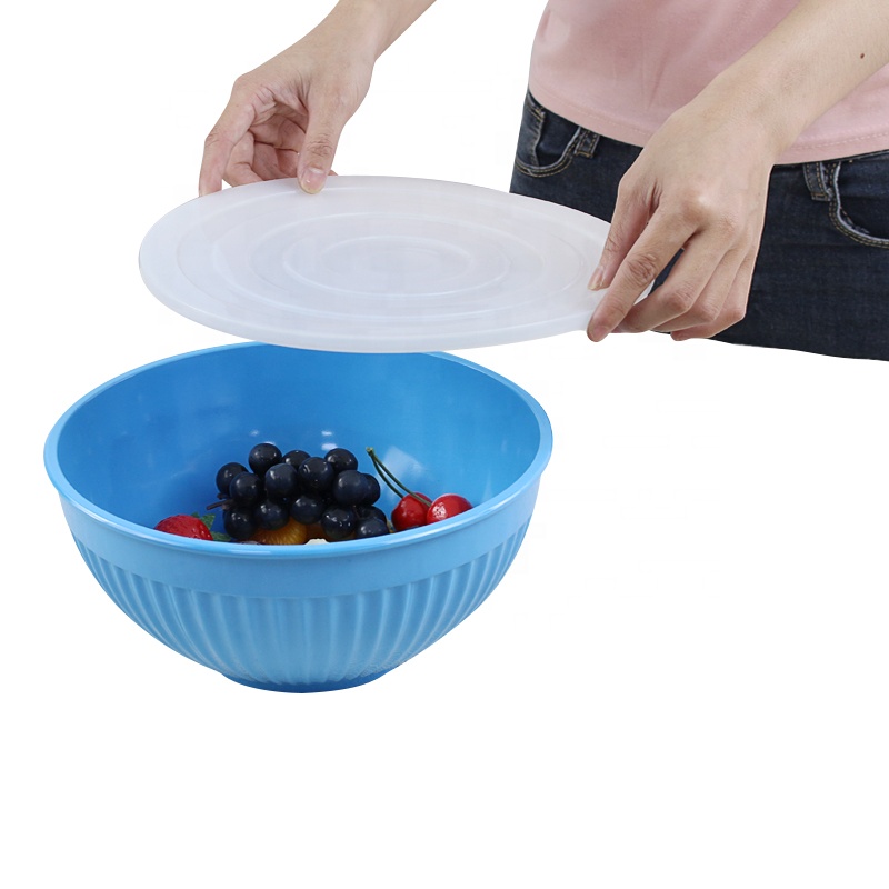 Nice quality solid color mixing bowl set with lid kitchenware melamine salad mixing bowl grain seasoning bowl