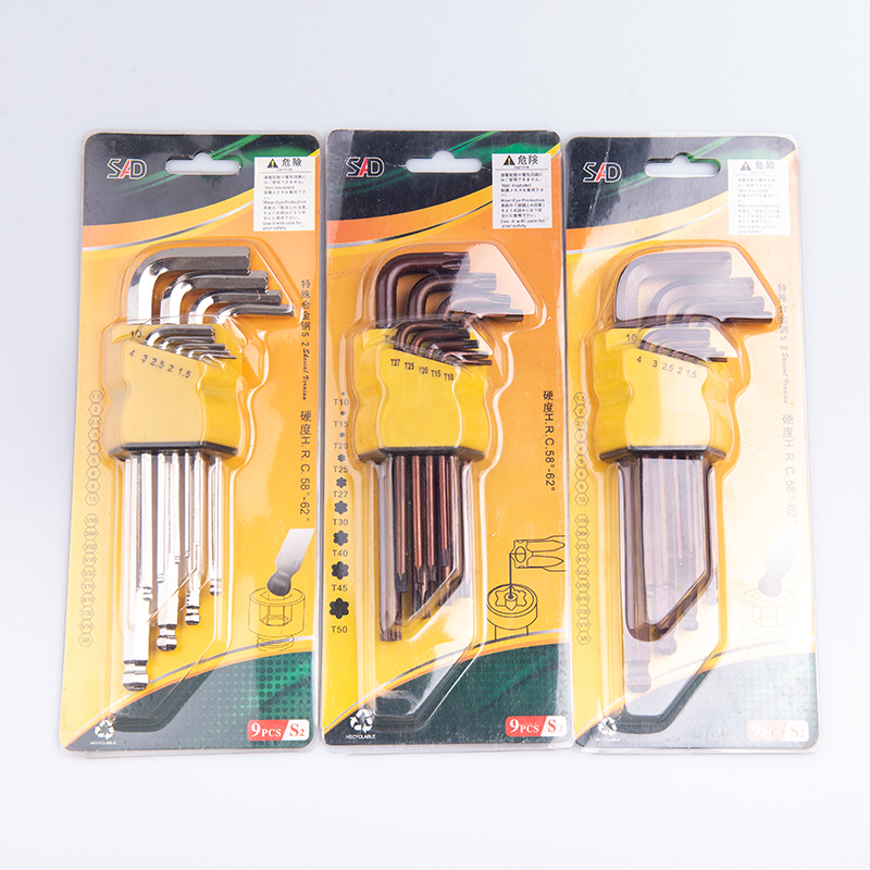 High Quality 9pcs Hex Key Set Allen Wrench Hex Key Wrench Torx Allen Key Wrench Set with Packaging