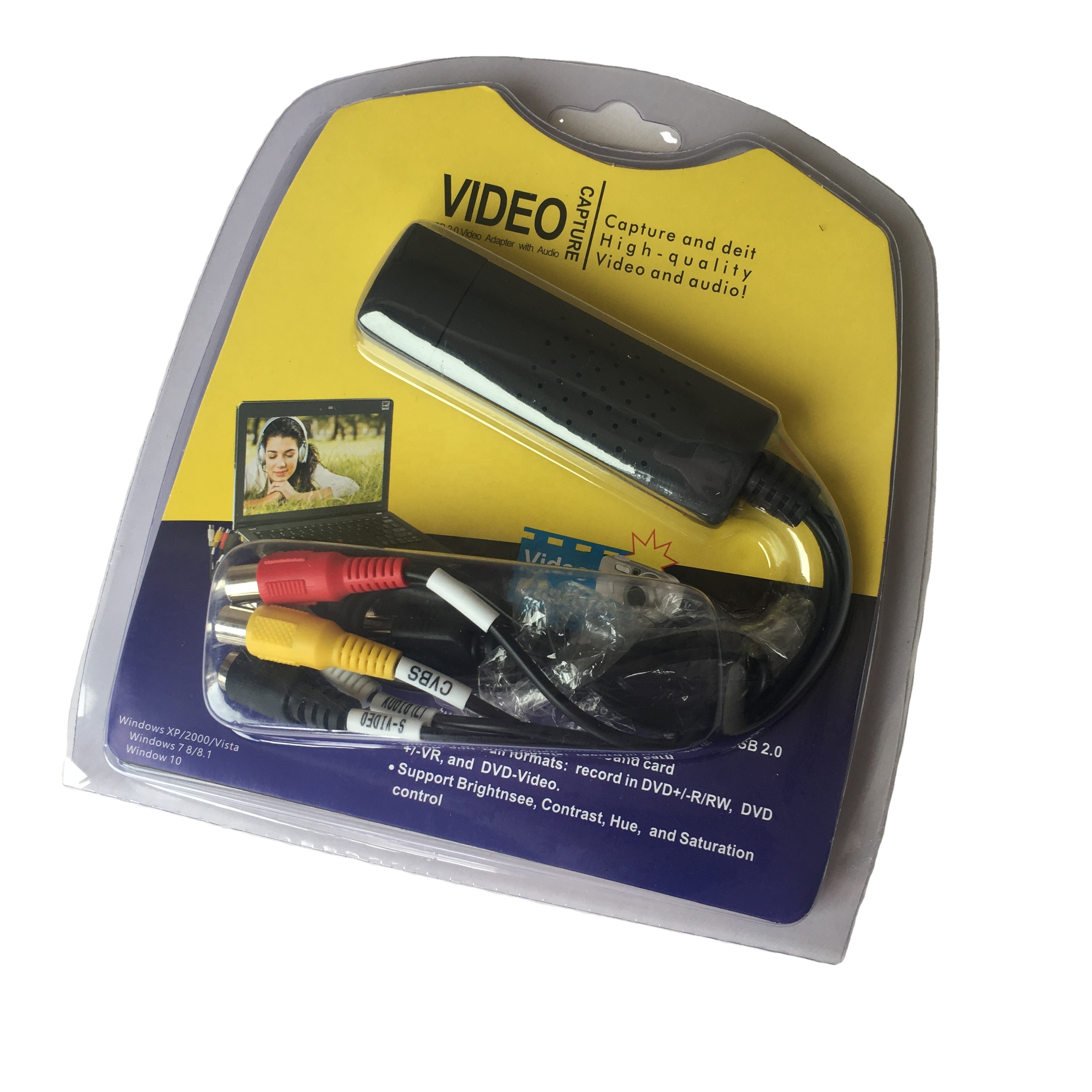 USB 2,0 HD видео Захват ТВ DVD VHS адаптер DVR рекордер конвертер Аналоговое видео аудио в цифровой для IOS Android LINUX IO системы