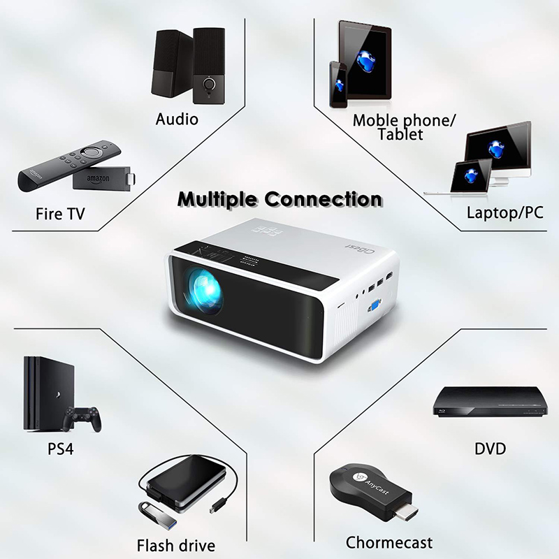 Проектор для дома и офиса, проектор для мобильного телефона HD 1080P 4K, 600 люмен, HD 1080P, ЖК-экран, светодиодные мини-проекторы