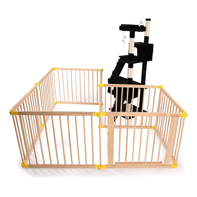 Portable Adjustable Shape Area Foldable Baby Wood Playpen