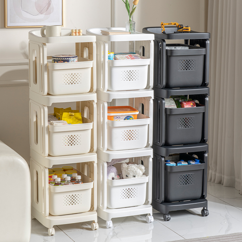 China Storage Rack Supplier 1-3 Layer Home Narrow Bathroom Organizer Movable Trolley Home Plastic Storage Rack With Wheel