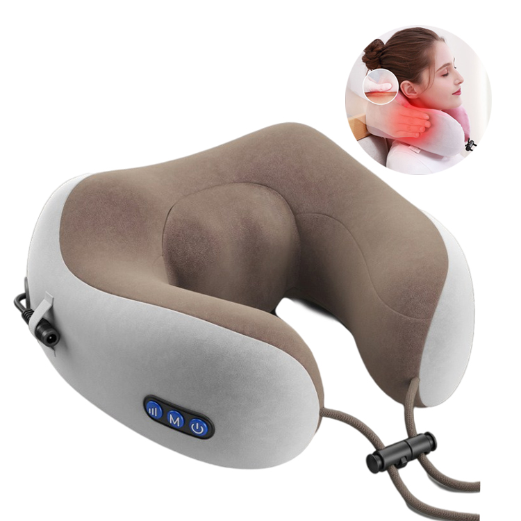 portable travel neck pillow massager electric vibrating heat relaxation u shaped memory foam shiatsu massage pillow