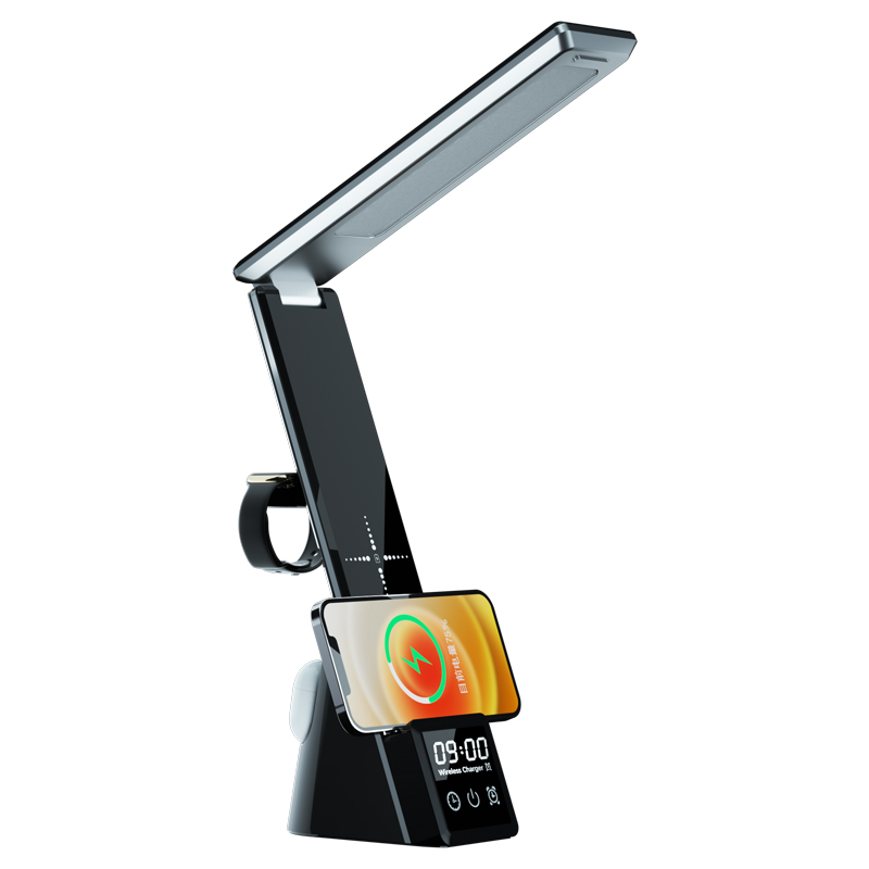2021 Multifunctional Smart Alarm Clock Led Desk lamp With Wireless Charger for Kids Study table lamp