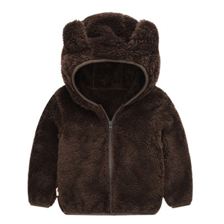 coat Hot-selling Infant Baby Cute Ears Solid Color fur Hoodies Jackets cotton Coat coat baby fur coat