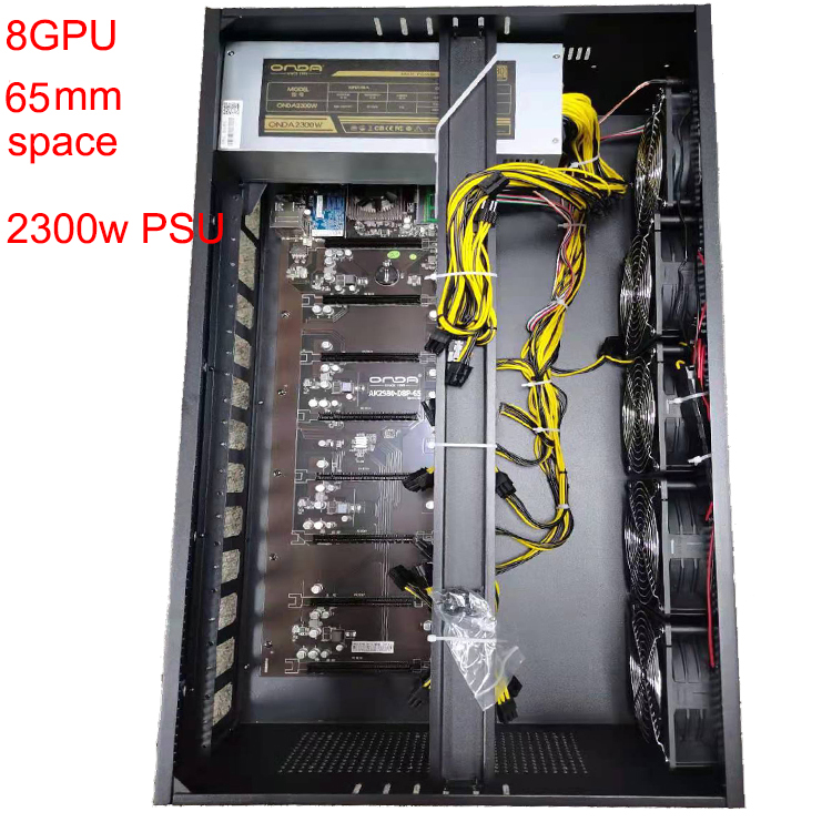 8GPU фермы для майнинга криптовалюты, Майнер эфириума с материнской платой ONDA 65 мм