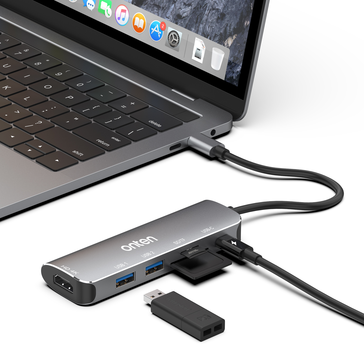 Onten 6 в 1 USB-C концентратор для типа C PD SD TF Card Reader устройство чтения карт USB C концентратор для Macbook