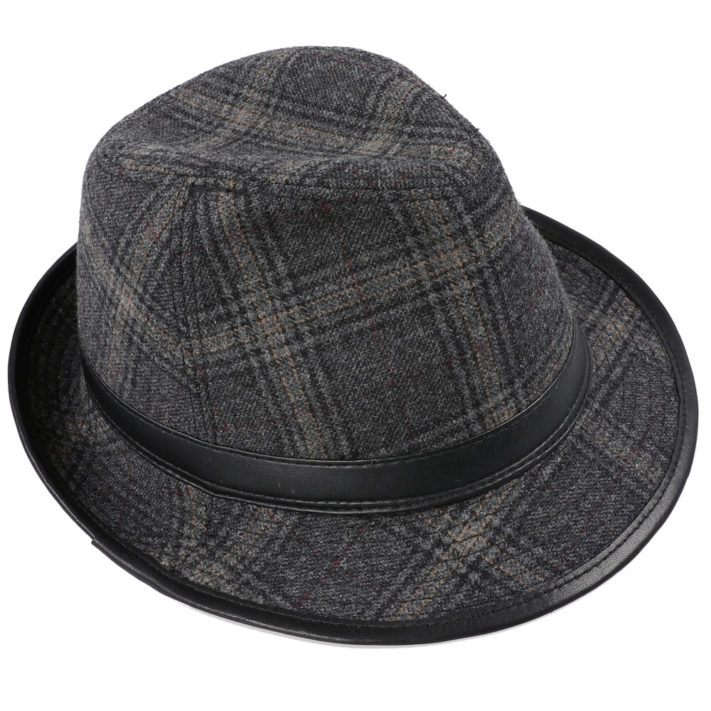 Fashion Trendy Mens Woolen Felt Bowler Hat Formal derby hat with band roll up brim fedora hats