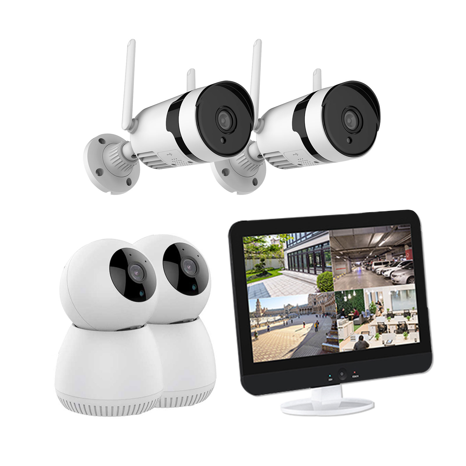 12.5 LCD Monitor Wireless Wifi Nvr Kit Outdoor Indoor Cctv Security Camera System