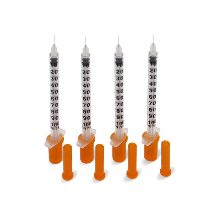 CE ISO approved Orange Cap 0.3ml 0.5ml 1ml Medical Disposable Insulin Syringe
