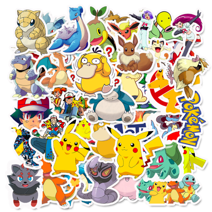 50 шт. водонепроницаемых детских наклеек pokemon для автомобиля мотоцикла велосипеда ноутбука чемодана сноуборда