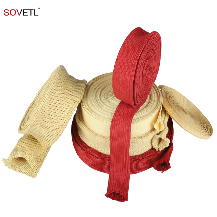 FR Cable Protective Braided Sleeving Heat Insulation Fire Retardant Aramid Knitting Sleeving