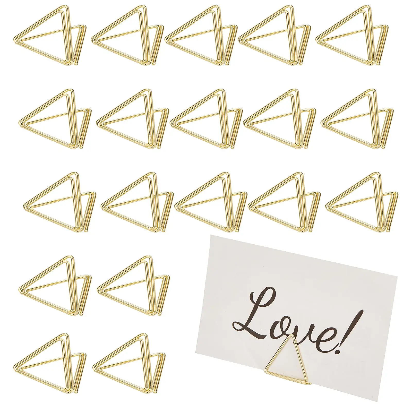 Mini Triangle Shape Wedding Table Number Holders Golden Photo Holder Clips for Office Weddings Anniversary Party