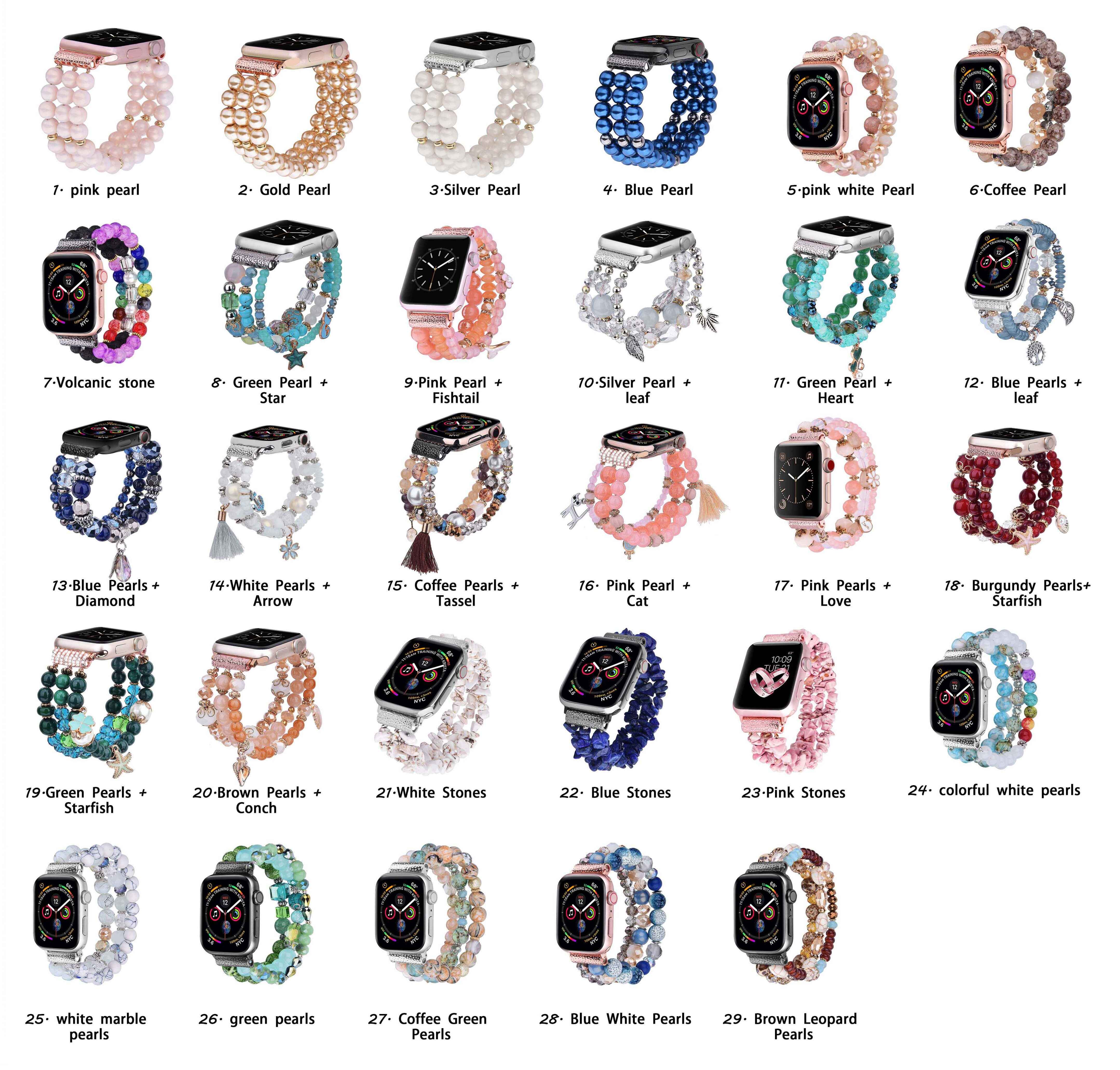 Ремешок для часов iwatch с бусинами, Модный женский ремешок для часов с жемчужными бусинами для apple watch 38 мм 42 мм, браслет для часов для iphone Watch