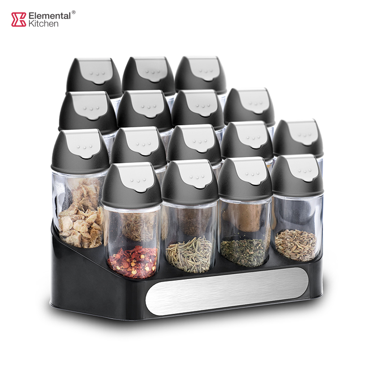 2021 Hot Sell 6 Pcs Revolving Spice Bottle Rack With Stand Holder Rotary Spice Bottle Rack Seasoning Jars Set