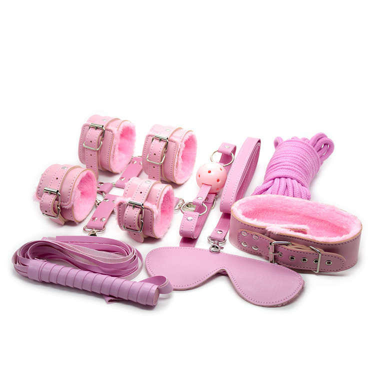 Bondage Sex Toys 8-piece Set Handcuffs Cross Leather Whip Sm Game