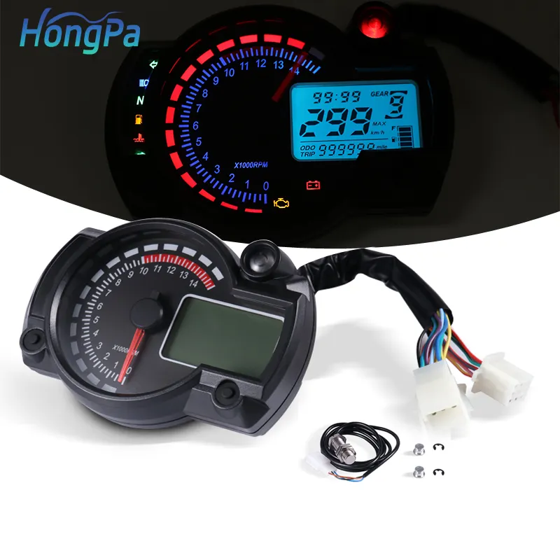 7-Color LED Motorcycle ATV LCD Digital Speedometer Tachometer Meter 15000rpm ATV Gauge Fuel Meter Motor Odometer
