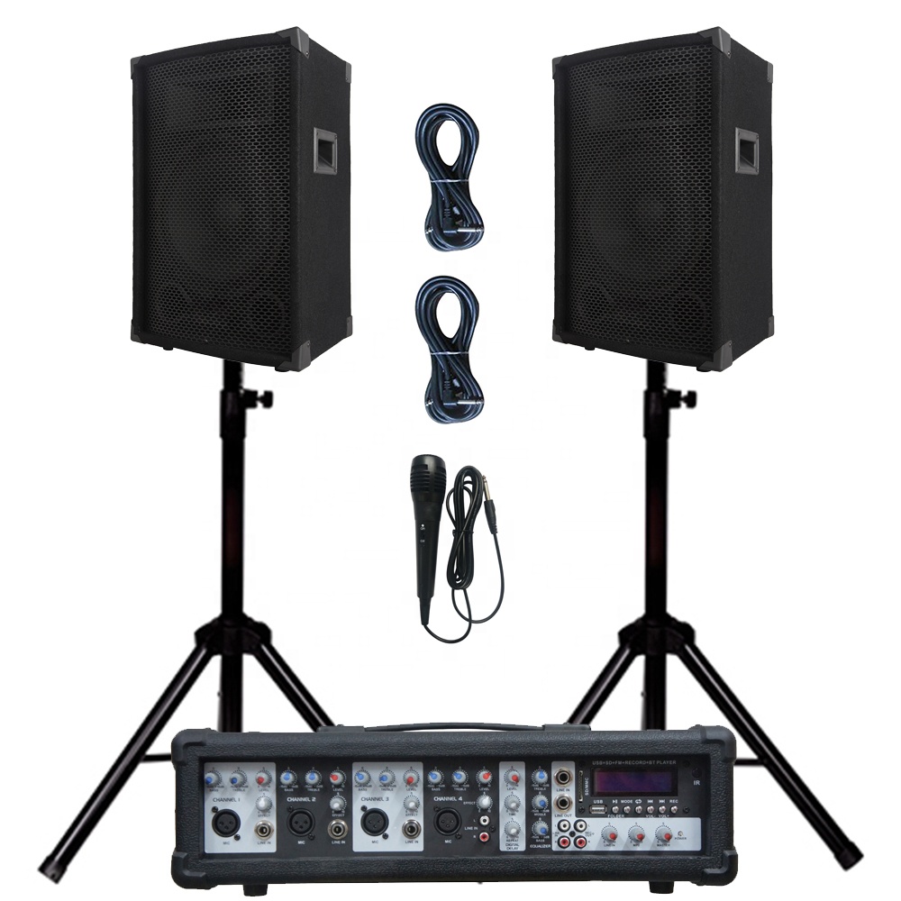 Профессиональный аудио 1000W 2X12 дюймов саббуфер диктора PA Система BT наушники-вкладыши TWS с караоке комплекты 4 канальный микшер резонирующей коробки bocina parlant