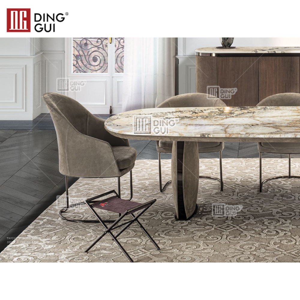 Modern design dining room furniture metal legs marble table top dining table