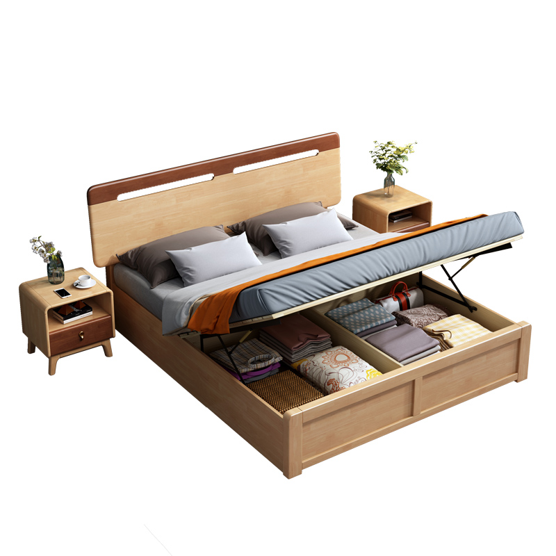 SITU Nordic Style Bedroom Sets solid Wood bed with drawer Storage Box home Furniture Bed