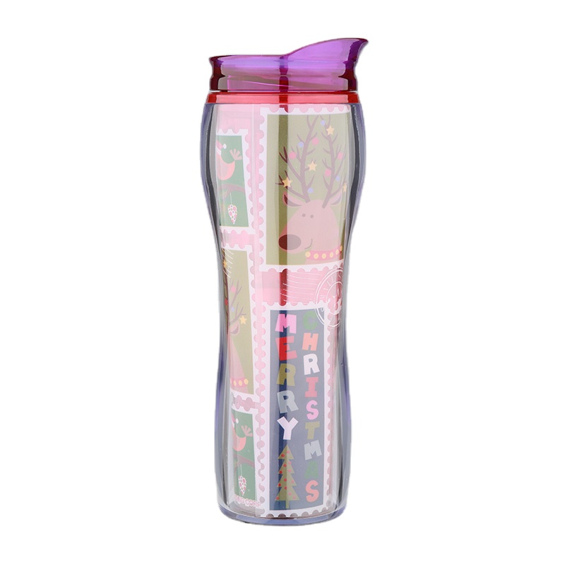 Hot Sale Custom logo 450ml Plastic Tumbler Double Wall Travel Cup heat transfer mug tiki mug