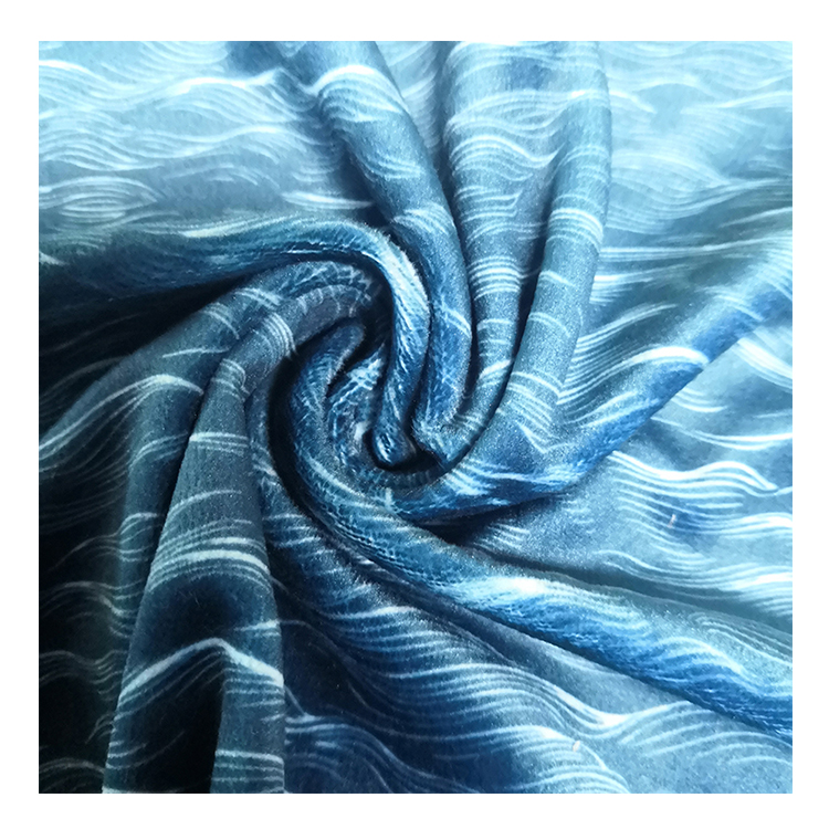 autumn new fashion printed digital printing polyester spandex soft velvet fabric on sale
