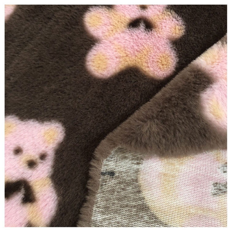 100% polyester printed faux fur fabric printed fake hair like rabbit fur