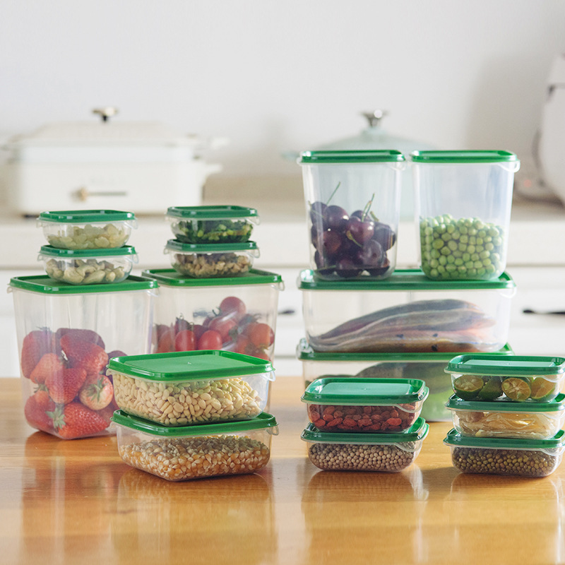 17pcs/set Kitchen Organizer Grains Beans Storage Jar Keep Fresh Food Storage Box Refrigerator Food Sealed Crisper Container