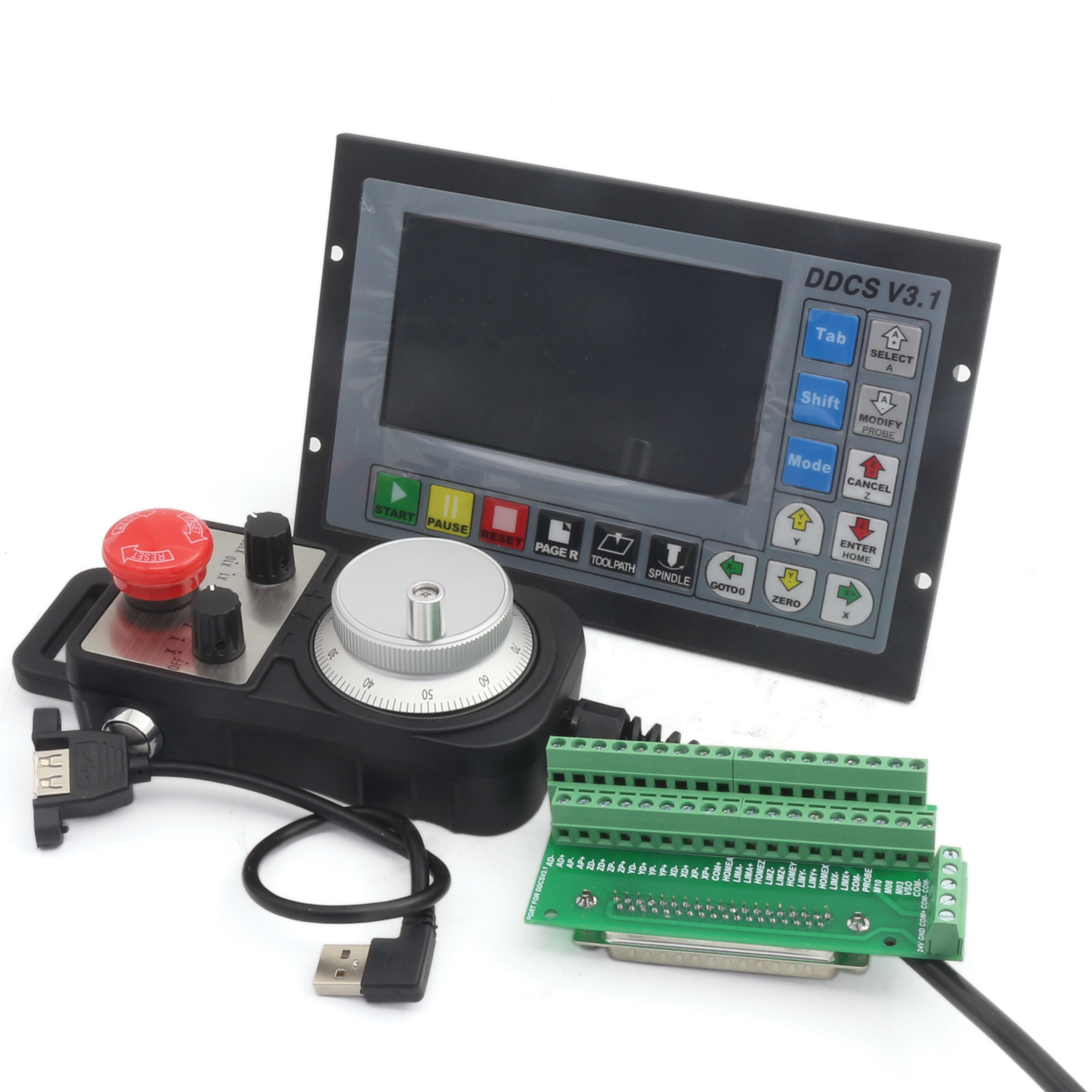 [EU Stock] DDCSV3.1 500Khz 4 Axis Offline Stand Alone CNC Motion Controller System PLC G-code Servo Stepper Motor+MPG Handwheel