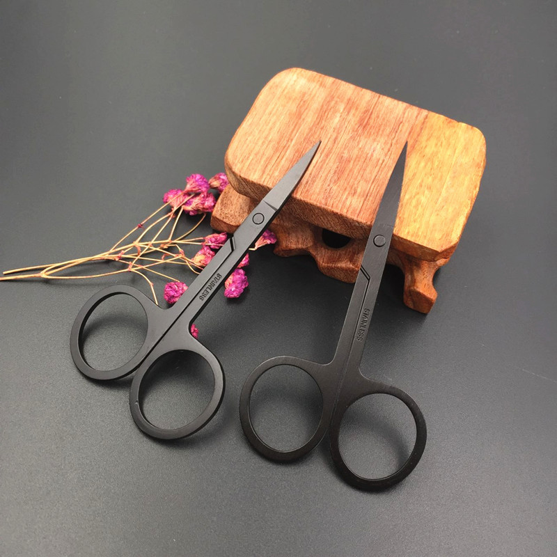 High Quality Black Private Label Eyebrow Hair Trimmer Tweezer Scissor