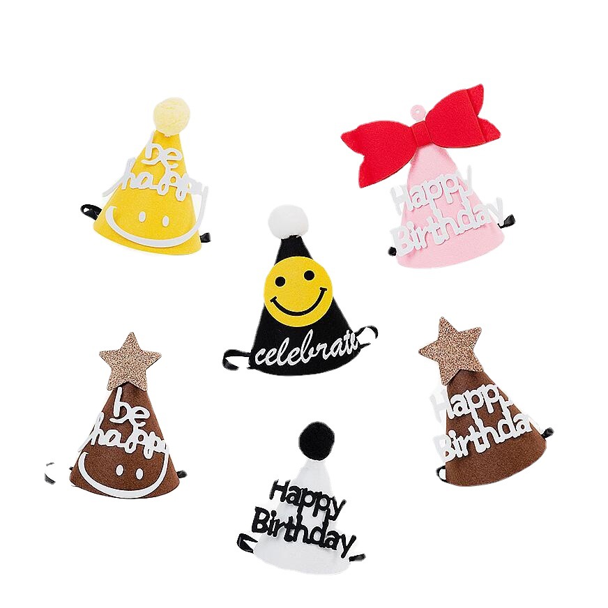 Birthday party decoration hat Pink bow smile star Felt non-woven fabric Birthday hat