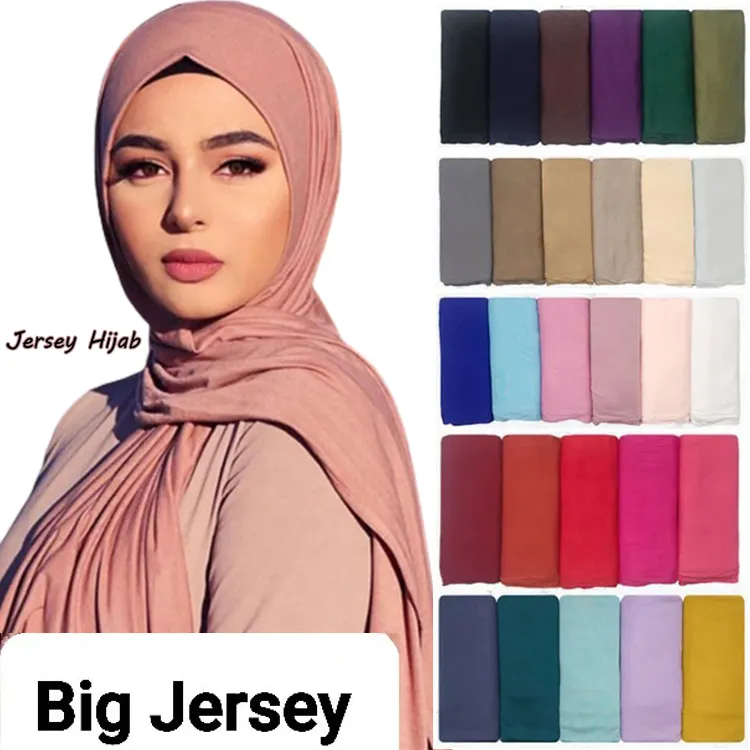 High quality 185*85cm solid color shawl malaysia muslim women long scarf cotton premium jersey hijab