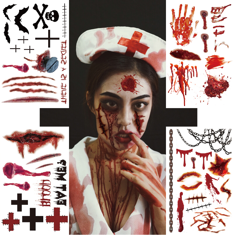Halloween Sale Realistic Waterproof Tattoo Sticker Decal Customize High-Toughness Material 3DColor Printing Body Tattoo Sticker