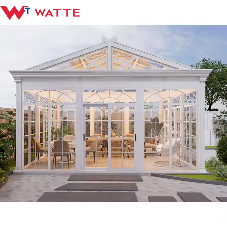 Outdoor Garden Solarium Aluminum Sun Room Greenhouse Four Season Luxury Style Victorian Sunroom & Glass Houses