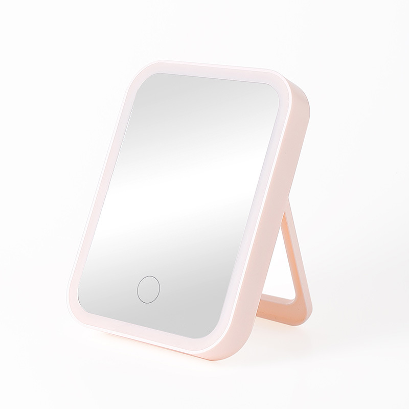 Portable Desktop Ladies Rectangle Table Folding Cosmetic Make Up Mirror Custom Logo Small Lighted Led Makeup Mirror With Light