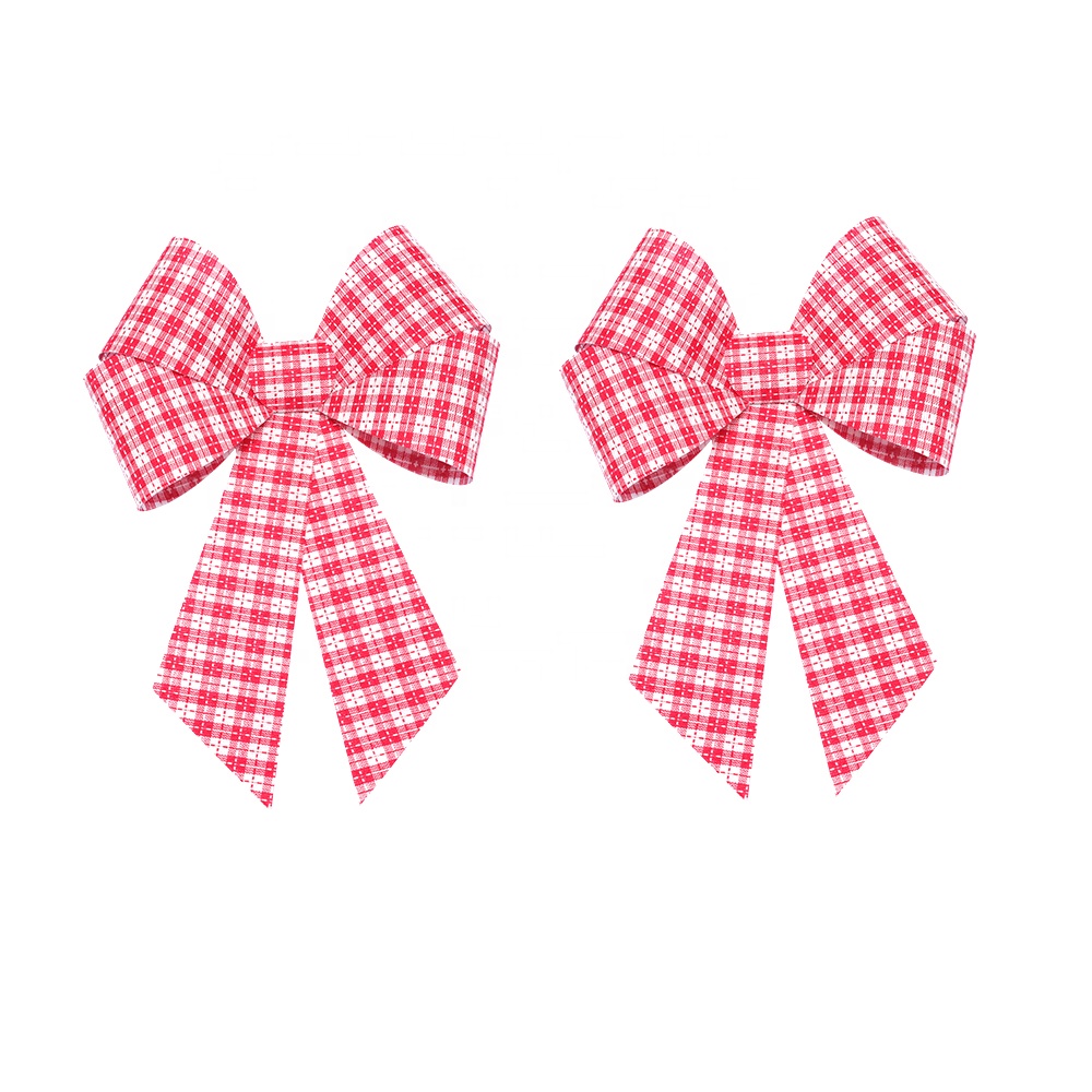 WUJI Christmas pre tied bow red outdoor handmade ribbon and bow